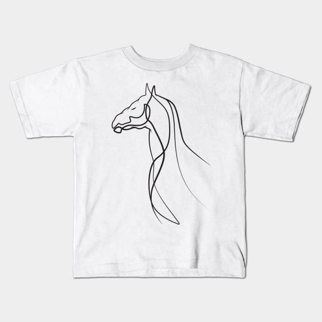 Horse Lineart Kids T-Shirt by Woah_Jonny